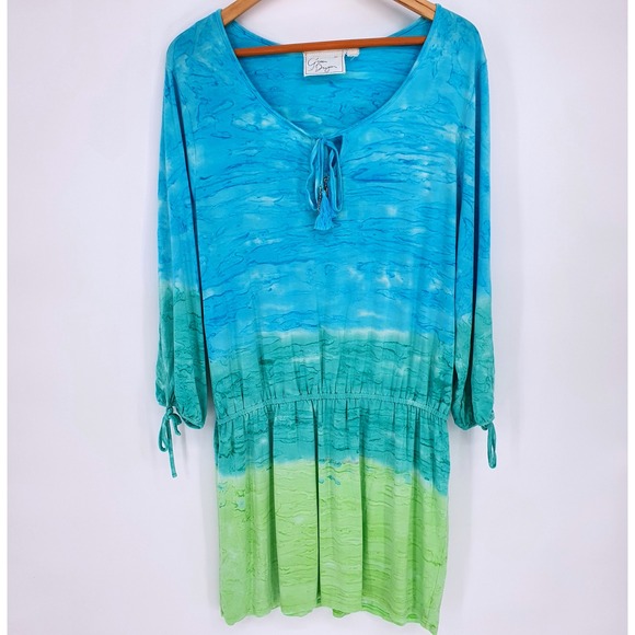 Green Dragon Other - Green Dragon Vibrant Blue Green Resortwear Cover Up Dress Vacation Sz XL Summer